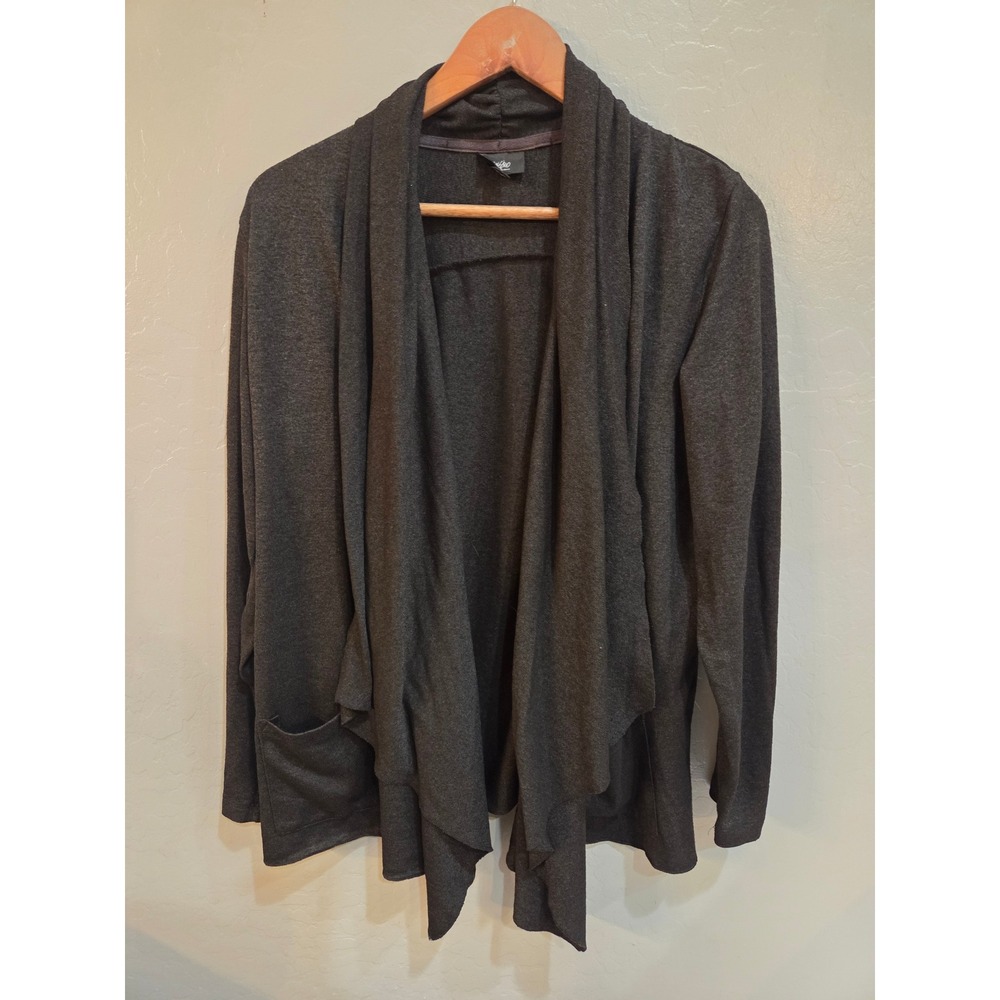 Mossimo Supply Co Charcoal Gray Waterfall Draped Open Front Cardigan XL Vintage